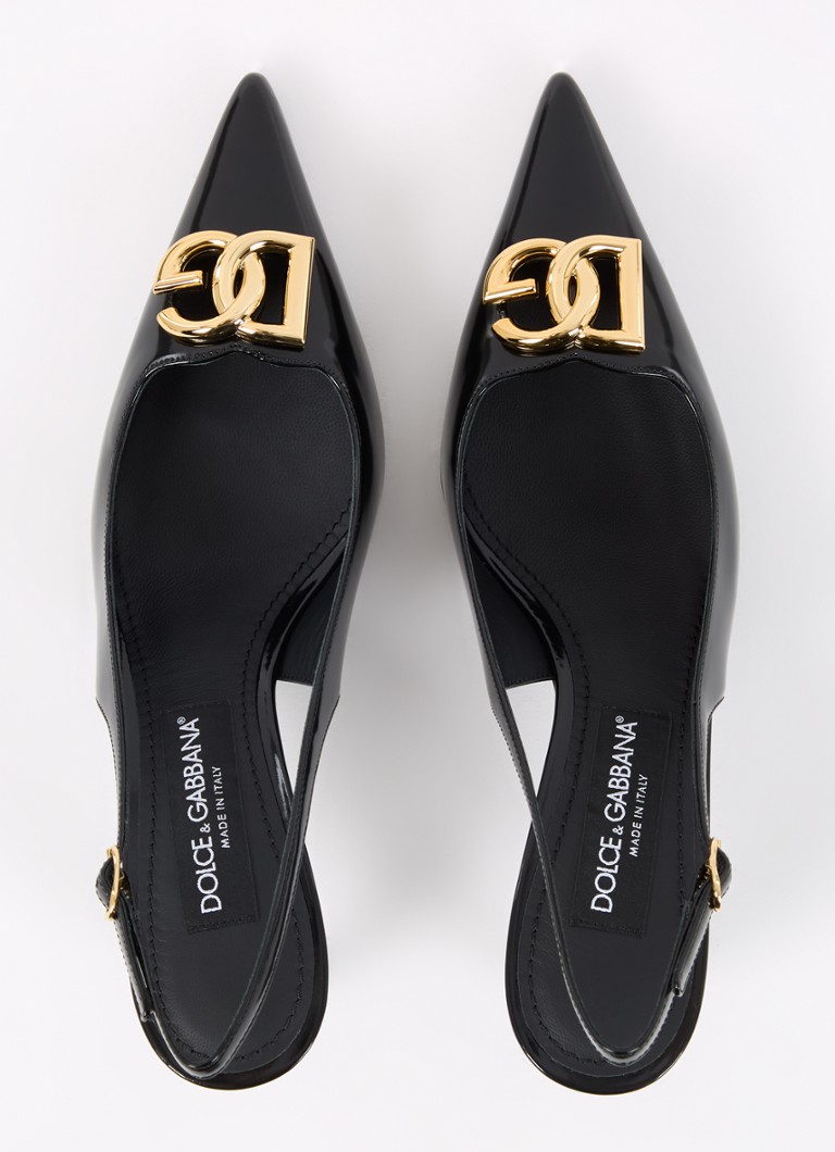 Dolce & Gabbanan vasikannahkainen slingback-laukku, jossa lakattu viimeistely ja logo