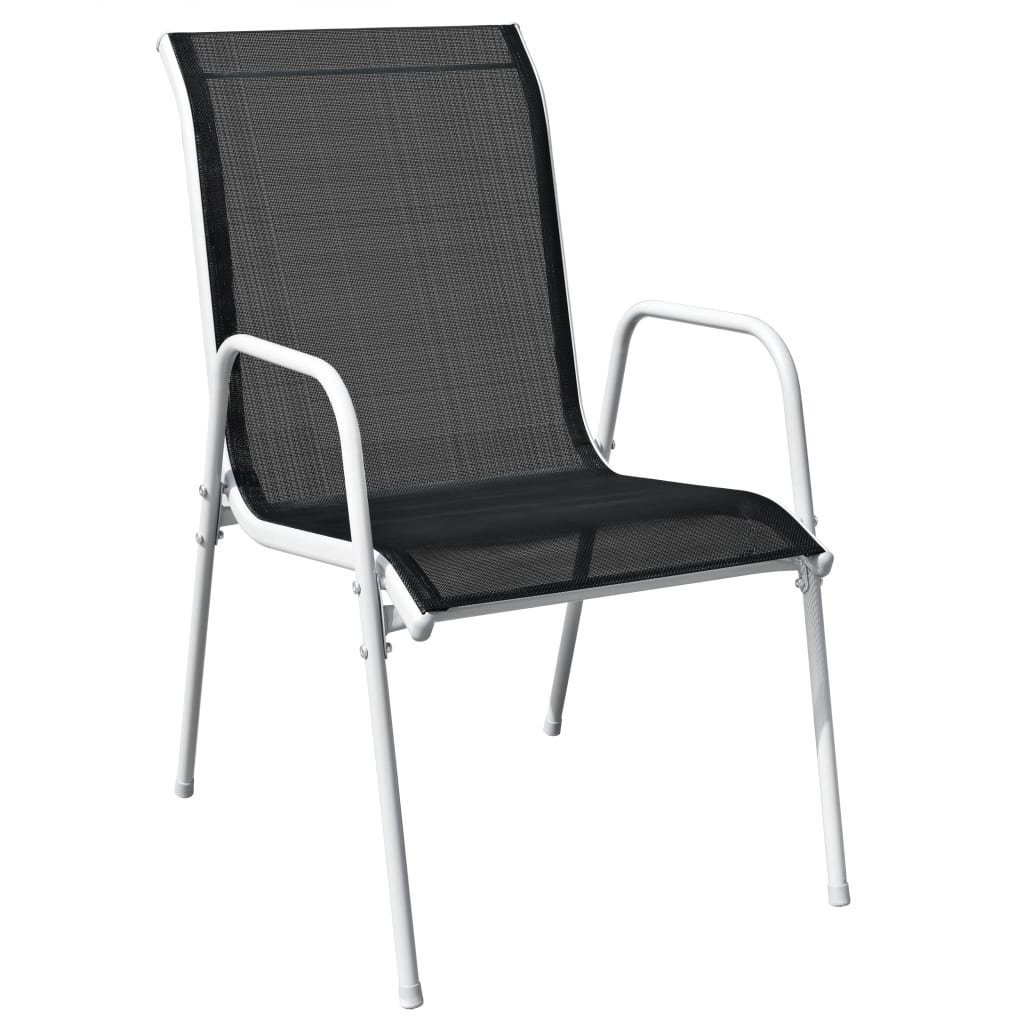 vidaXL Gartenstuhl Stapelbare Gartenstühle 2 Stk. Stahl und Textilene Schwarz (2 St)