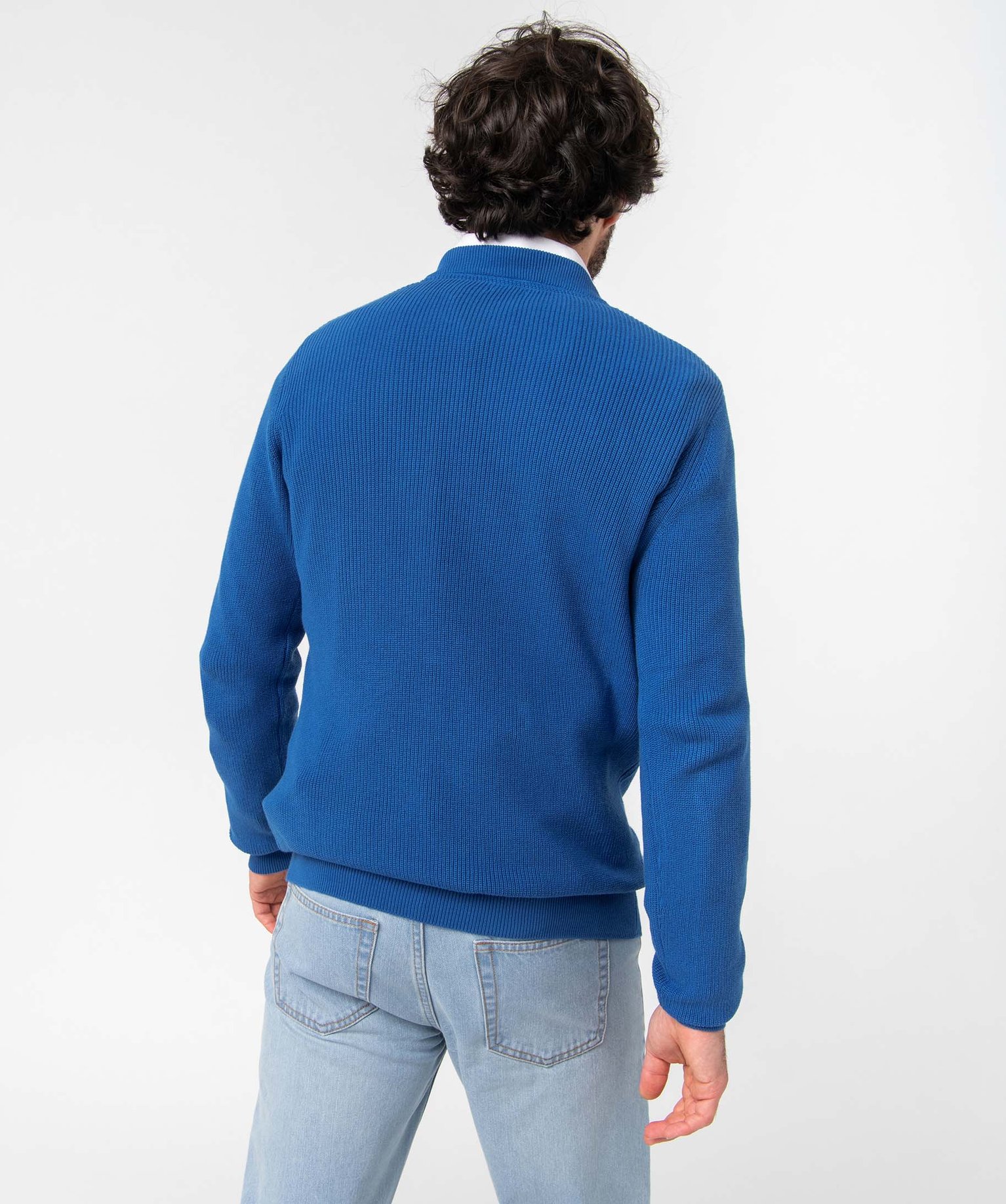 Pull homme en maille unie bleu | GEMO