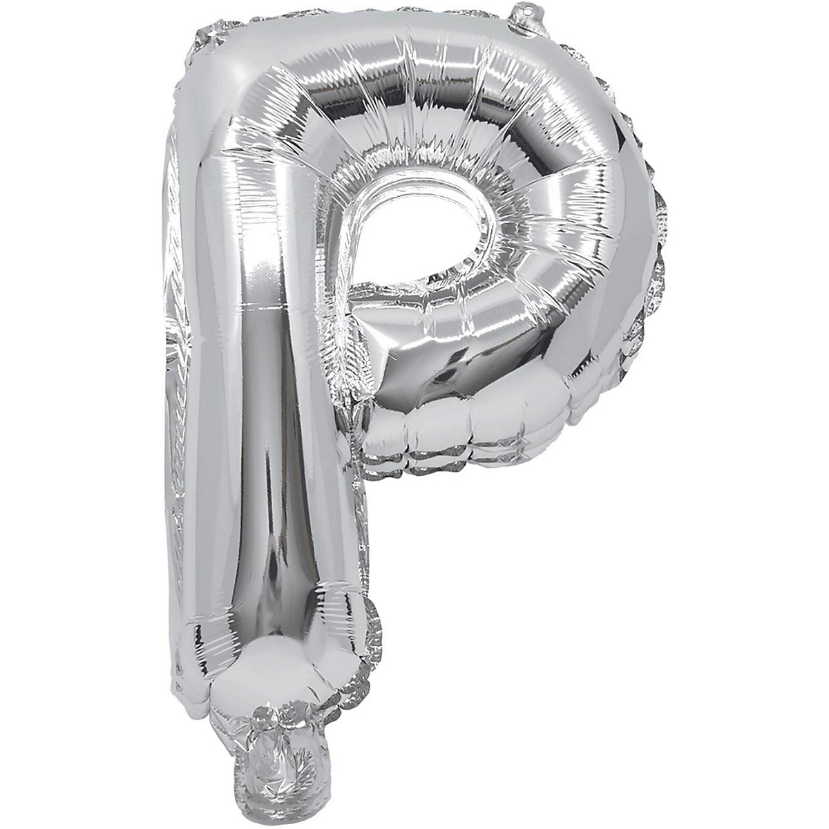 Folienballon Buchstabe P silber, 32 cm, inkl. Pustehalm