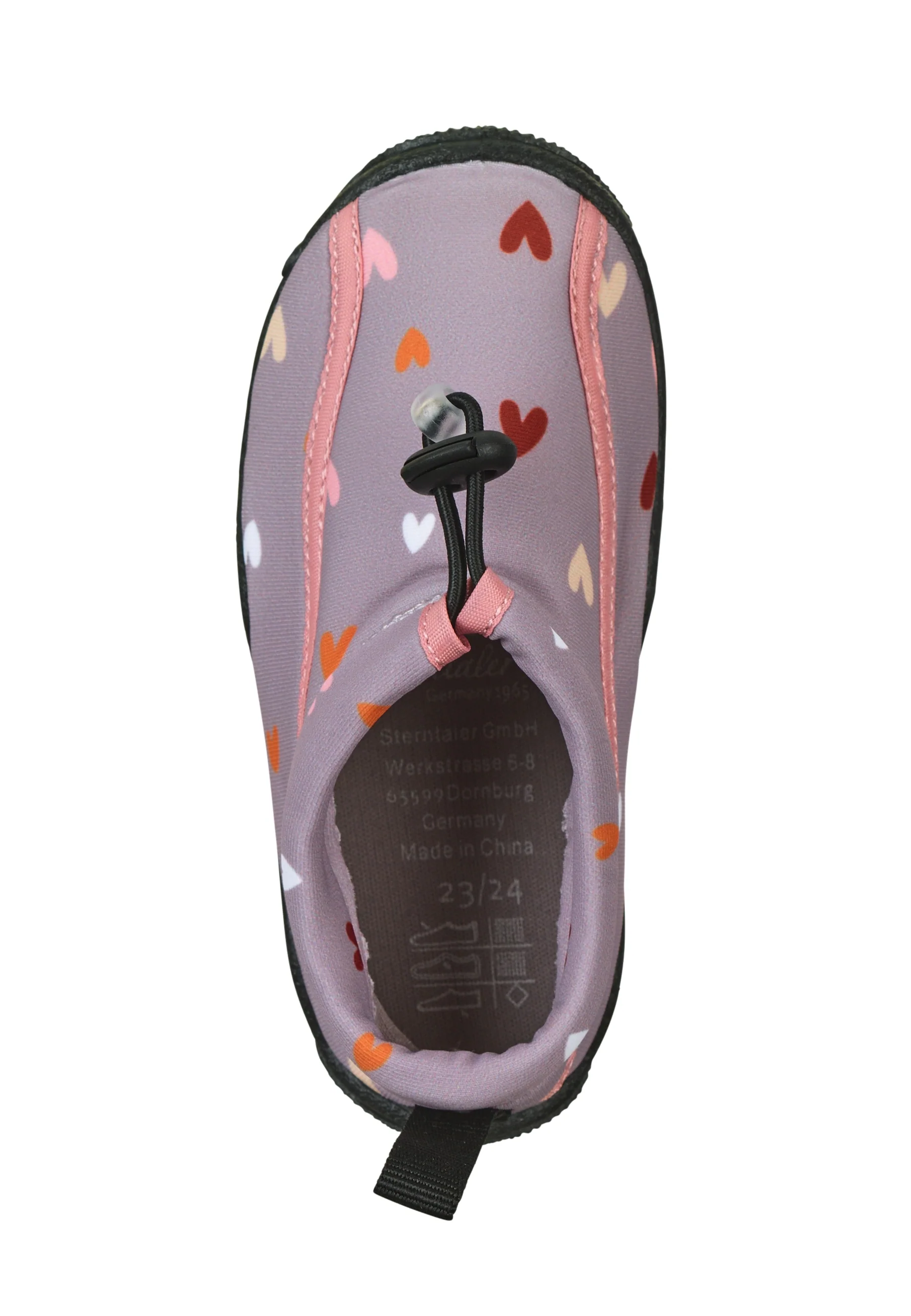 Aqua-Schuh Kinder Lila mit allover Herzen Print