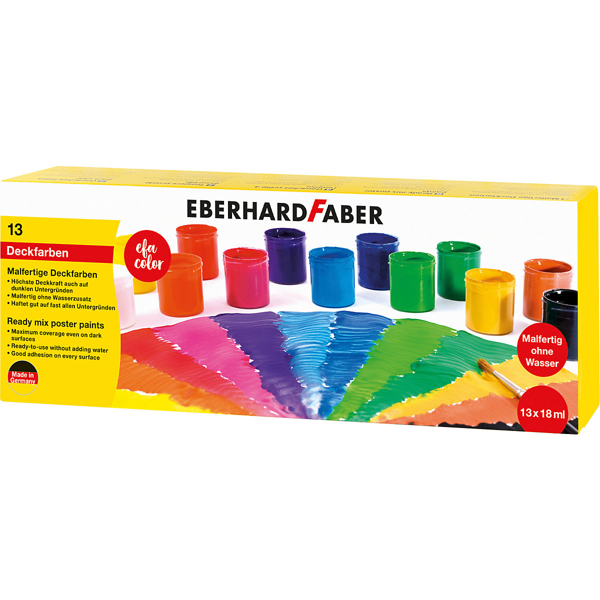 Deckfarben Tempera EFA Color, 13 Farben, malfertig