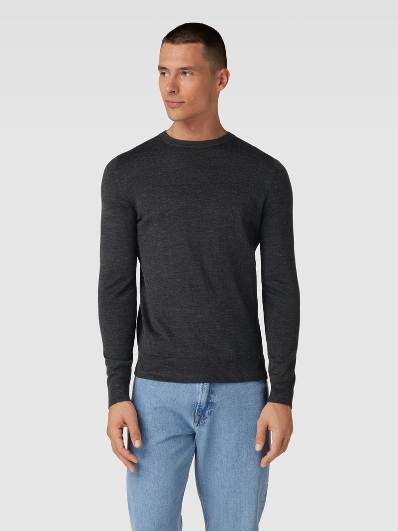 Longsleeve aus Woll-Mix in anthrazit meliert