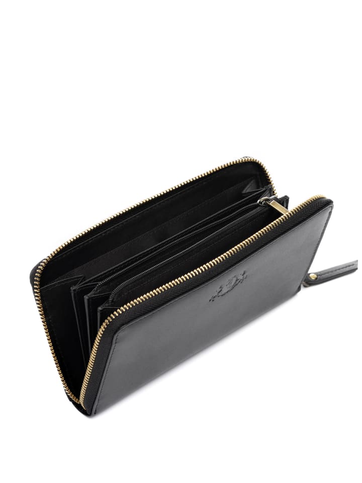 SID & VAIN Leder-Geldbörse echt Leder Damen Geldbeutel groß schwarz JERSEY in schwarz günstig kaufen onesize