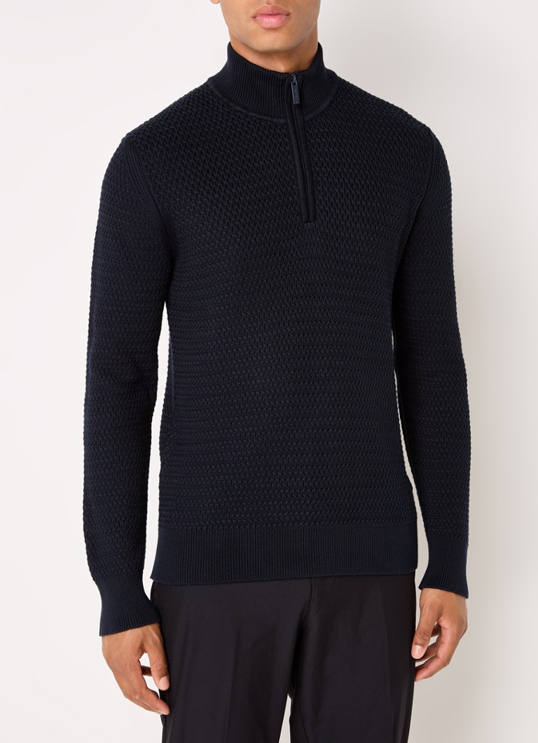 Strellson  Adrian grofgebreid vest met halve rits