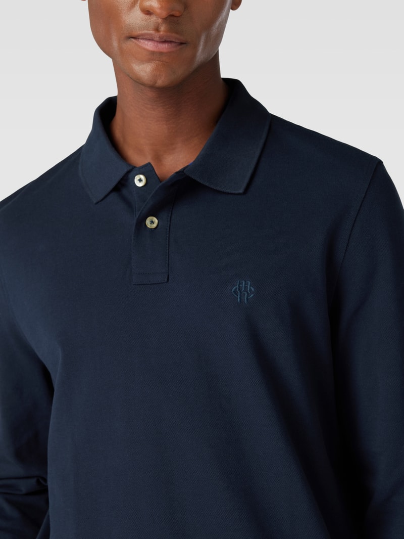 Poloshirt mit Logo-Stitching Modell 'THOMAS' in dunkelblau