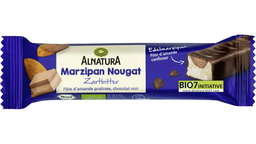 Alnatura Bio Marzipan-Nougat-Riegel, Zartbitter 40 g