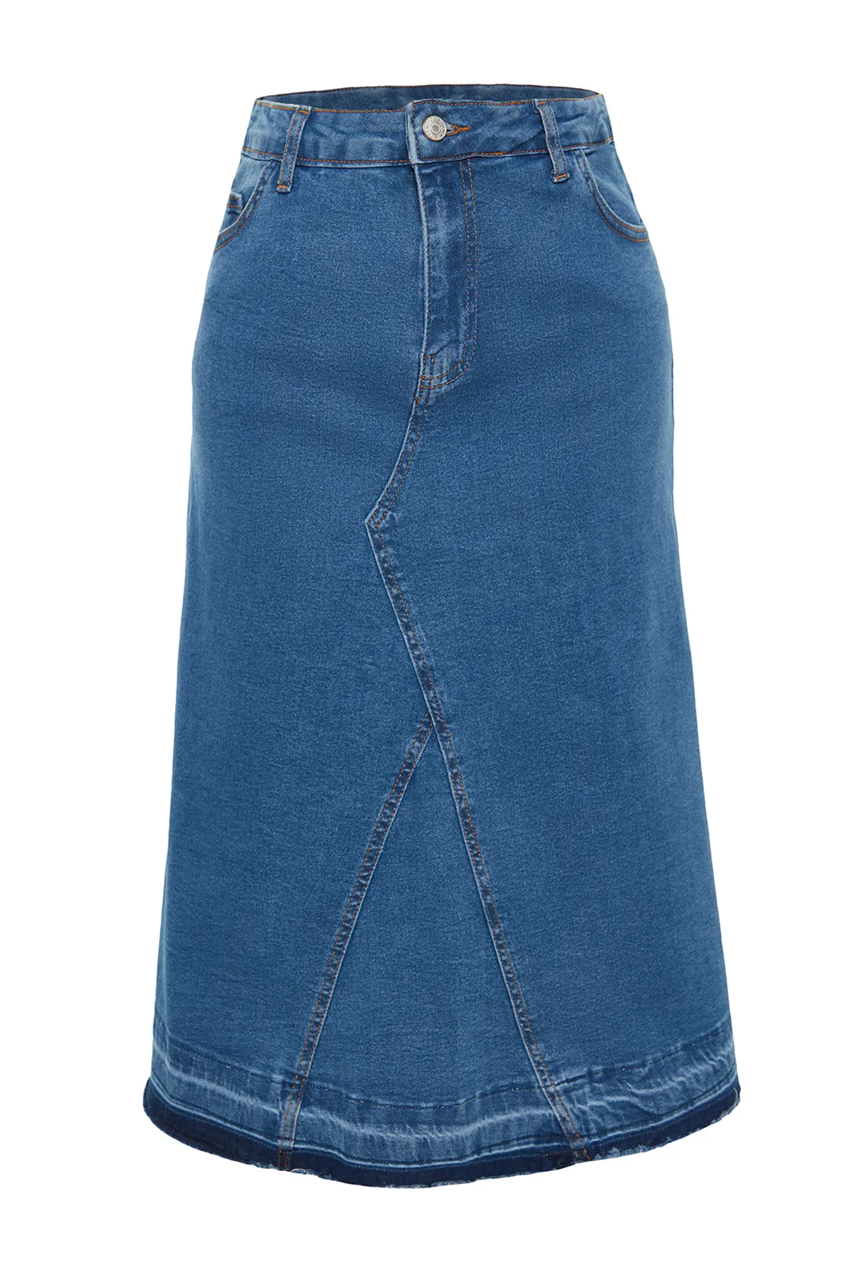 Trendyol Curve  Blauer Jeansrock in Blockfarben TBBAW24AZ00025