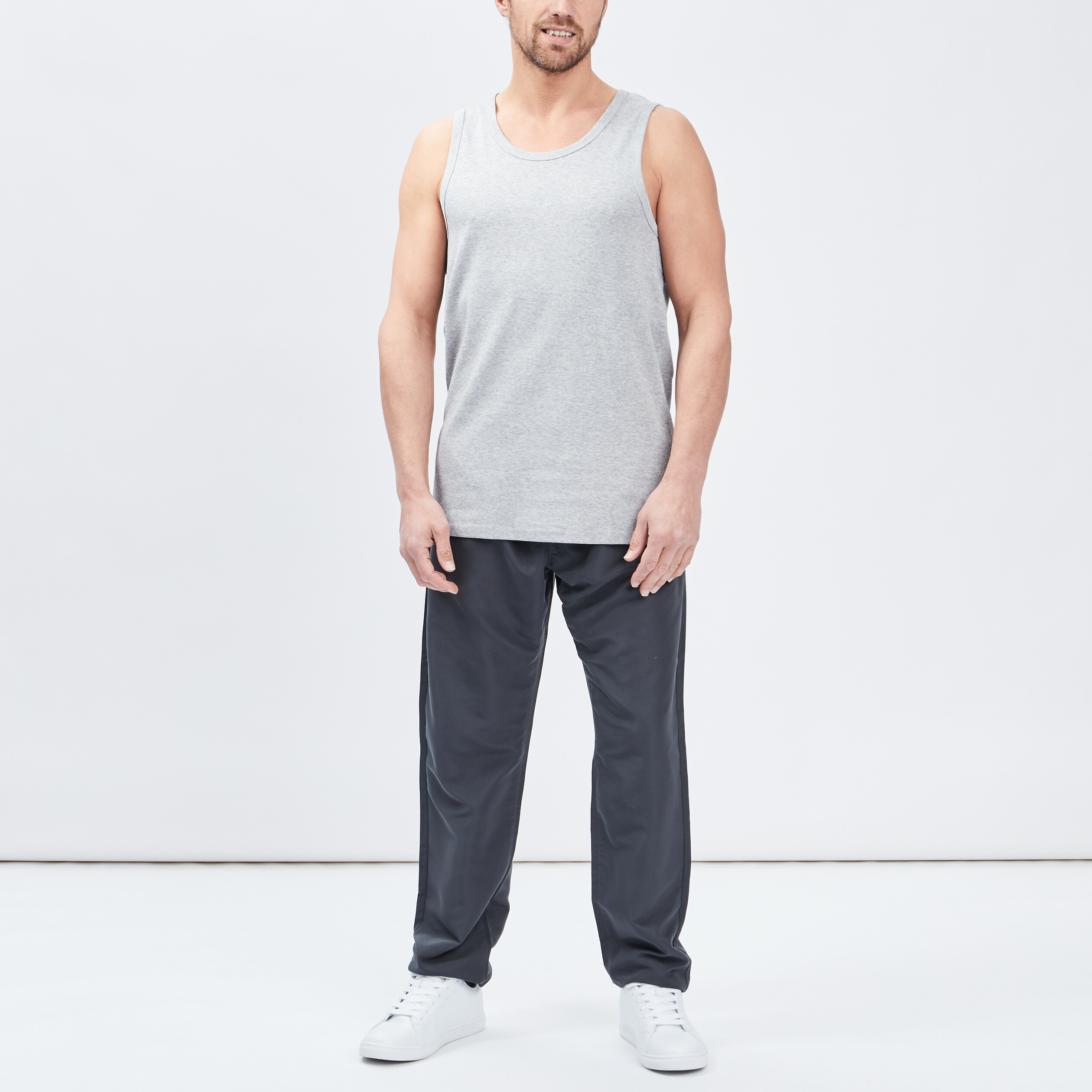 Débardeur coton bretelles larges gris homme | La Halle