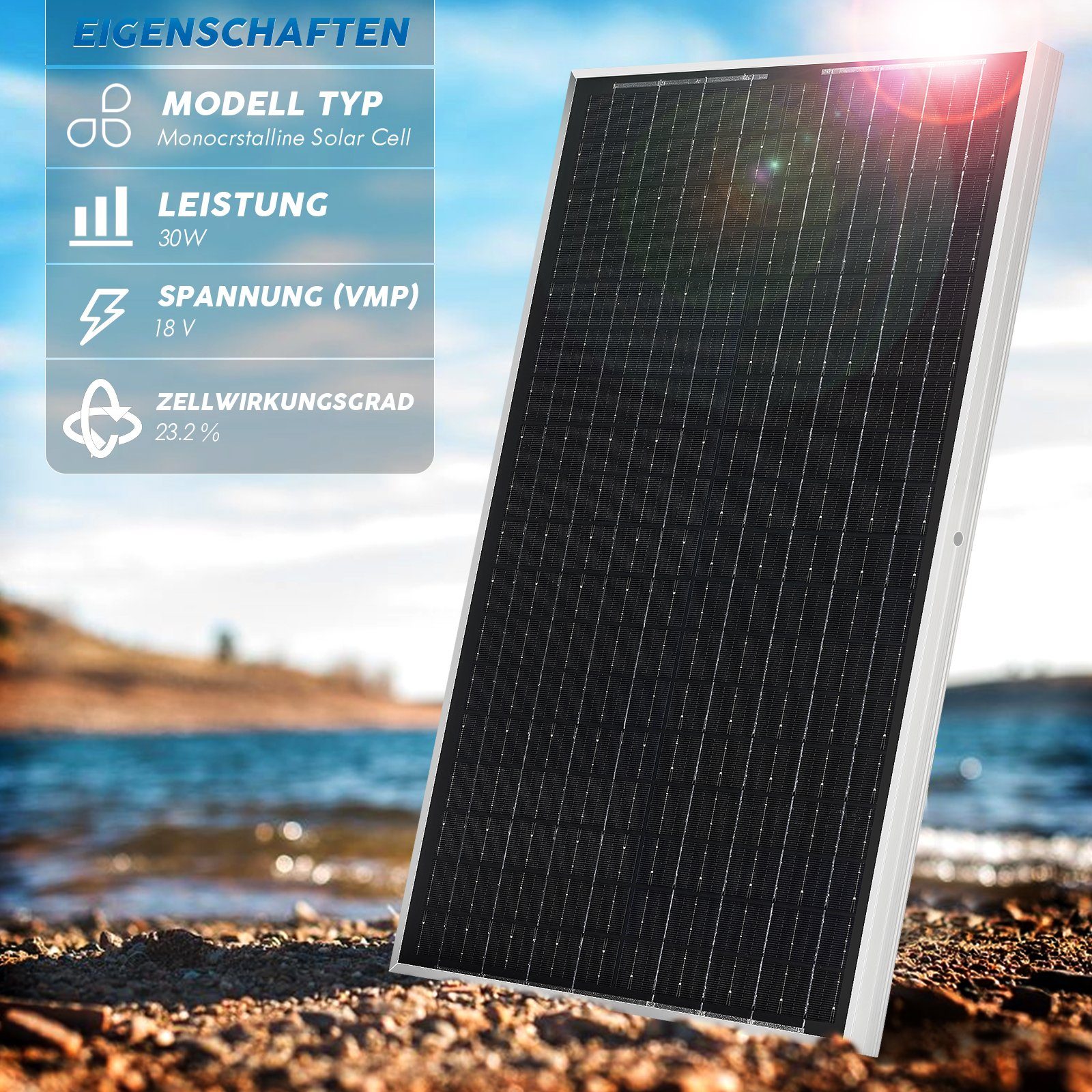 oyajia Solaranlage 60 Watt 18V Solar Set 10A Laderegler Montagewinkel Solaranlage Kit, inkl. 2x 30W Solaranlage Balkonkraftwerk Aluminiumrahmen Photovoltaik