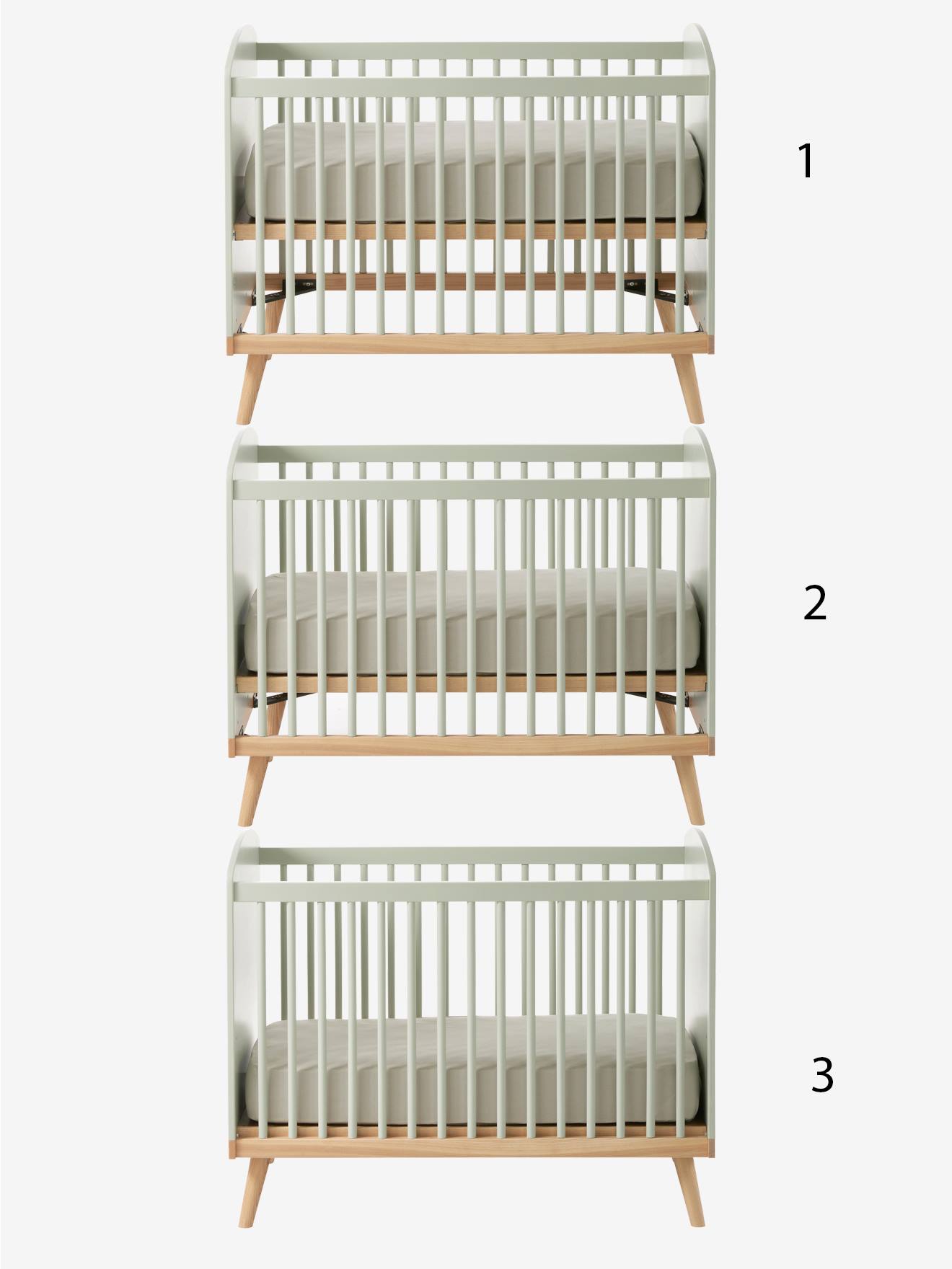 Vertbaudet Babybett KONFETTI mit höhenverstellbarem Lattenrost - weiß/natur
