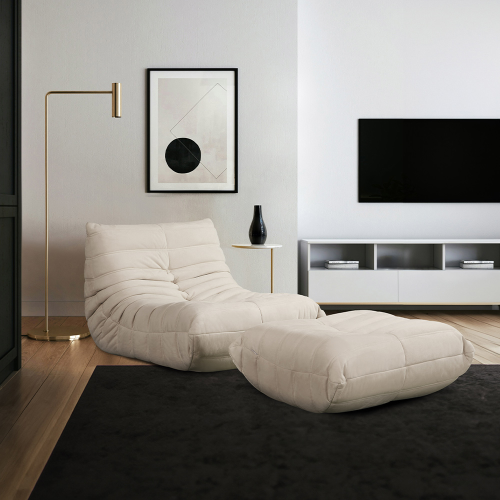 Home Deluxe HOME DELUXE Relaxsessel mit Hocker CHILL - Beige