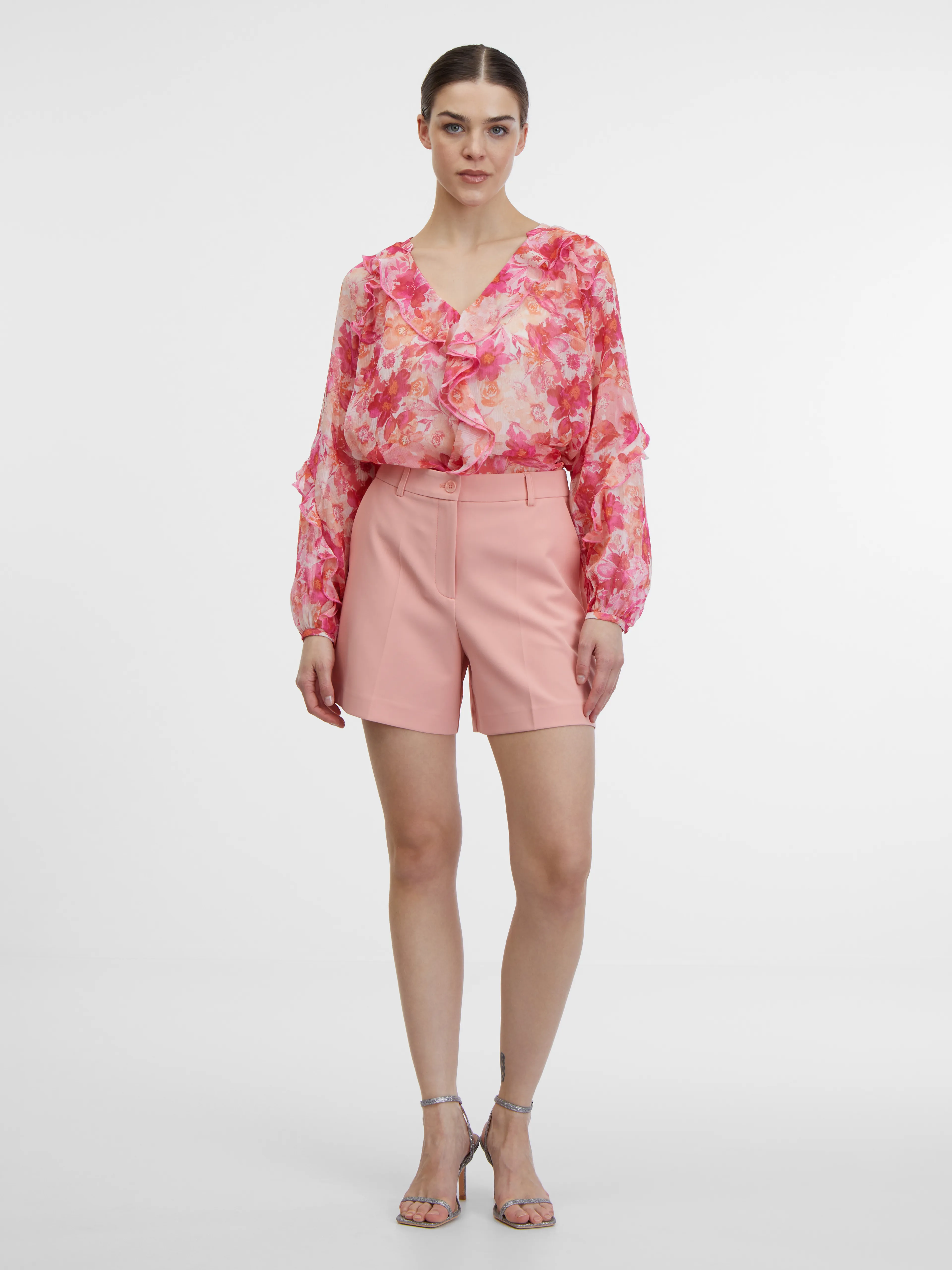 Rosa Damen-Bluse mit Blumenmuster ORSAY