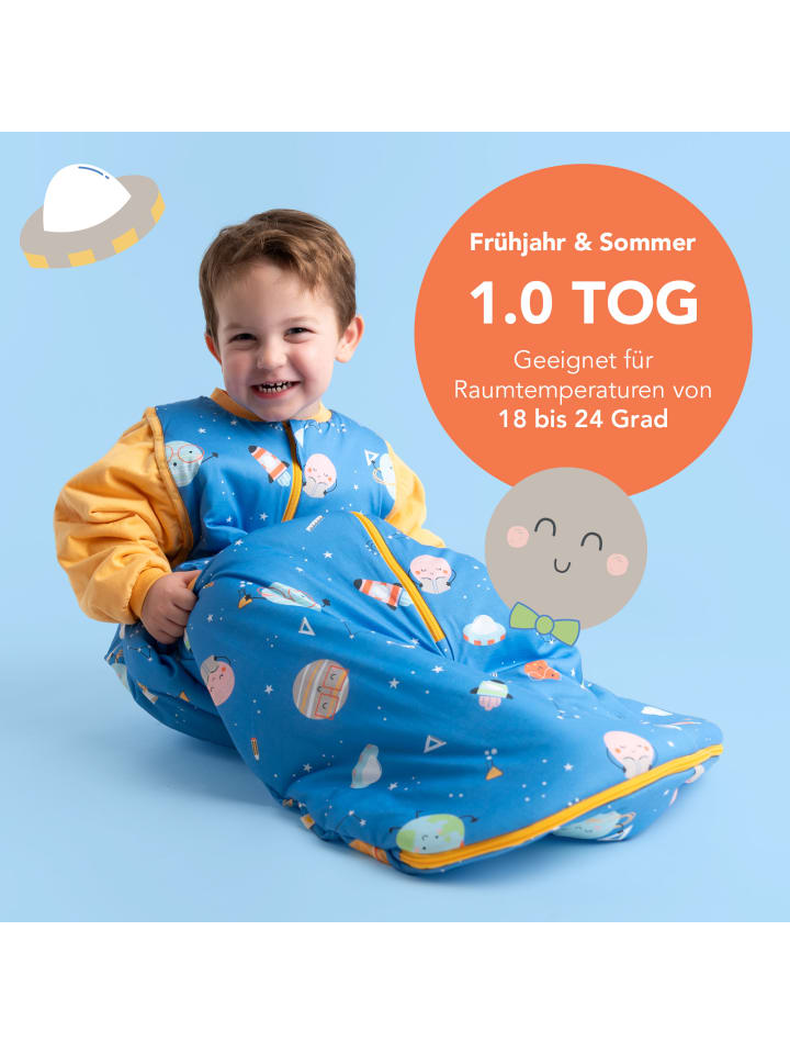 Schlummersack Babyschlafsack, 1.0 TOG in Blau-Gelb günstig kaufen