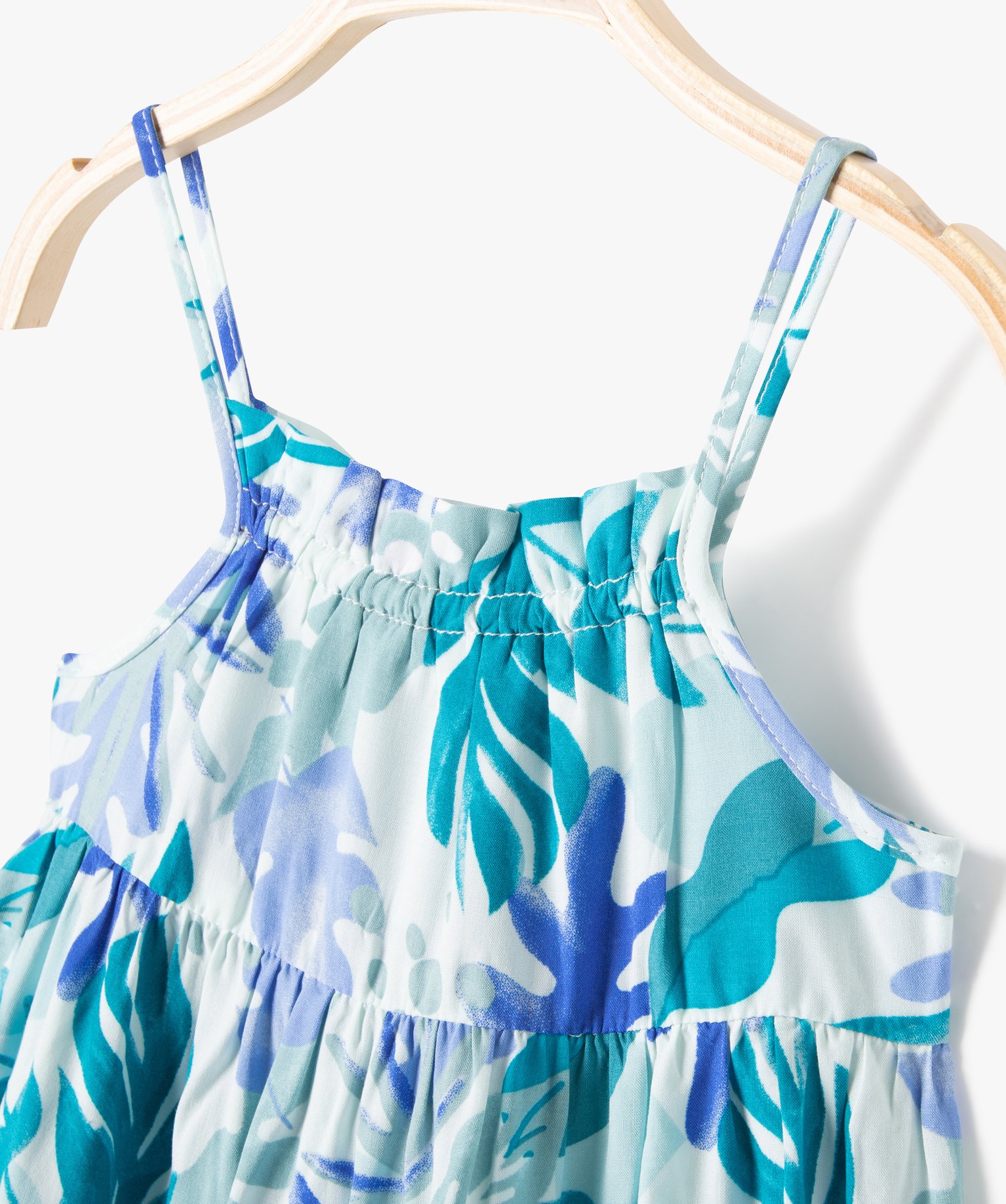 Robe bébé fille à bretelles et motifs vert clair | GEMO