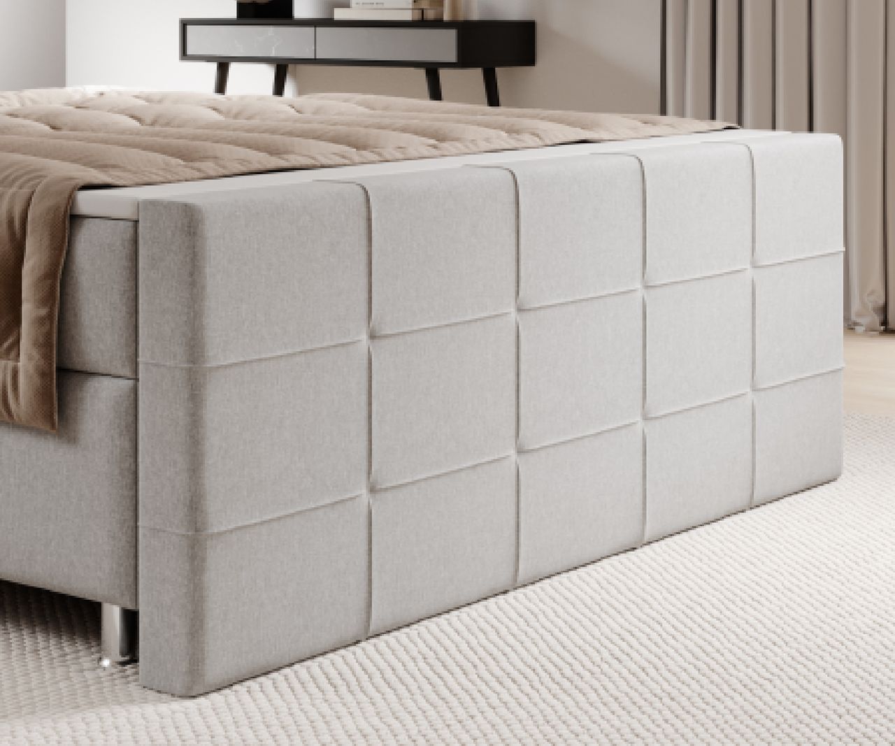 IHG IHG Boxspringbett Florenz 180x200cm Webstoff Silbergrau
