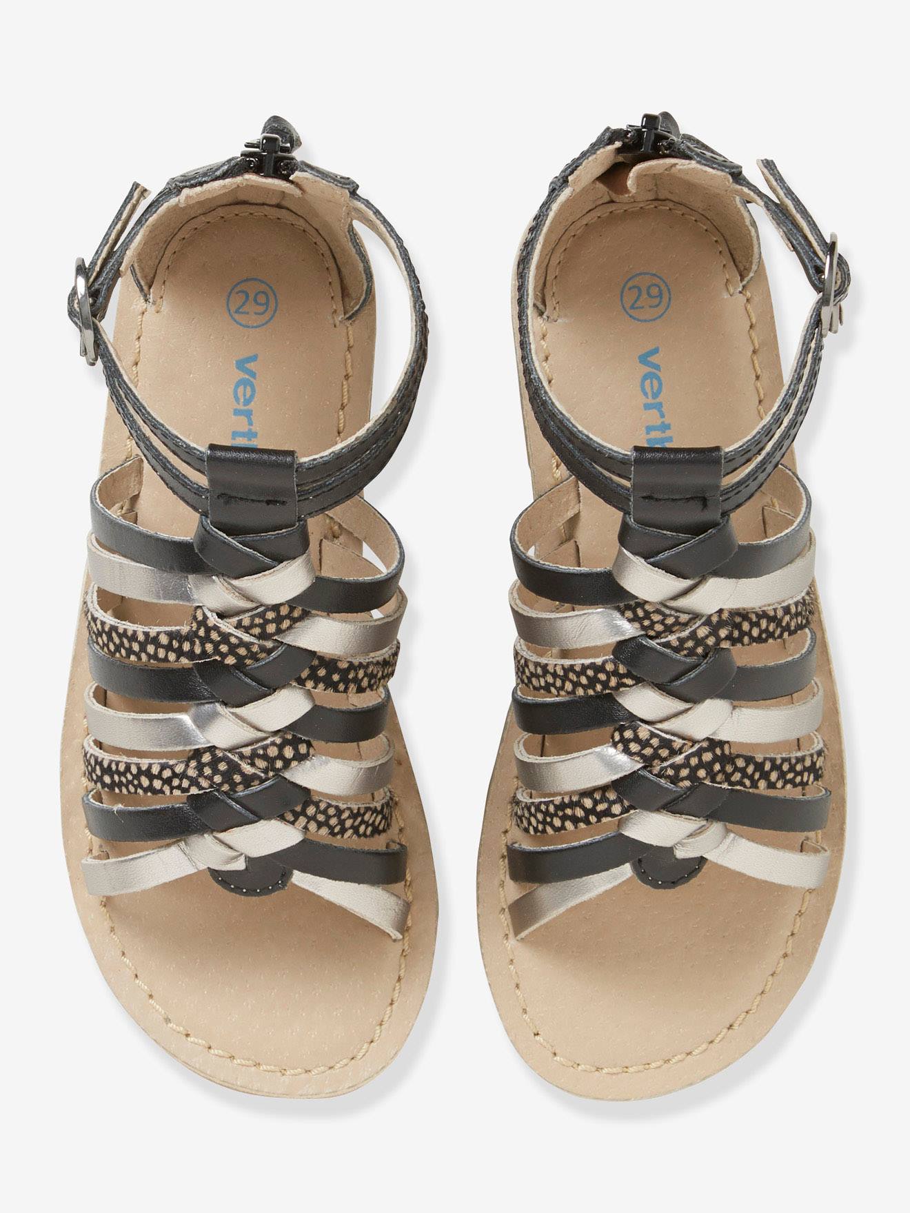 Vertbaudet Römer-Sandalen für Mädchen, Leder - mehrfarbig