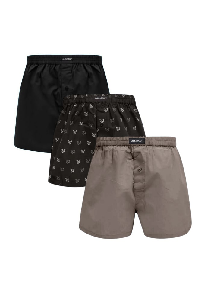 Lyle & Scott Boxer 3-Er Set in Anthrazit/Schwarz günstig kaufen