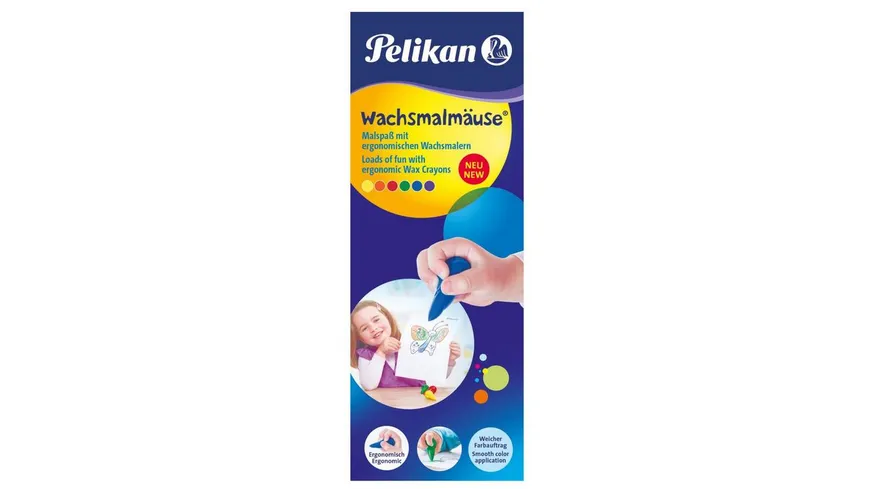 Pelikan Wachsmalmäuse für Pfötchengriff 6er mehrfarbig