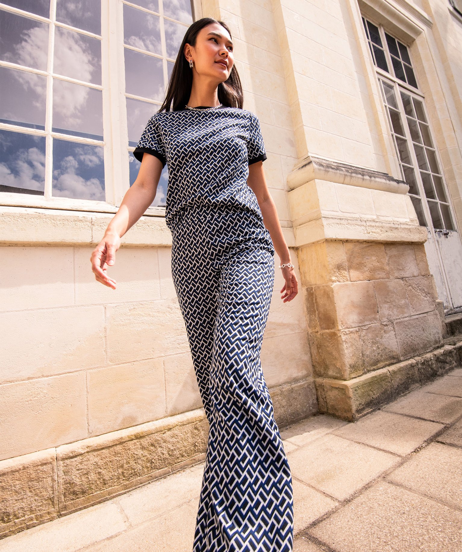 Tee-shirt à manches courtes imprimé femme bleu | GEMO