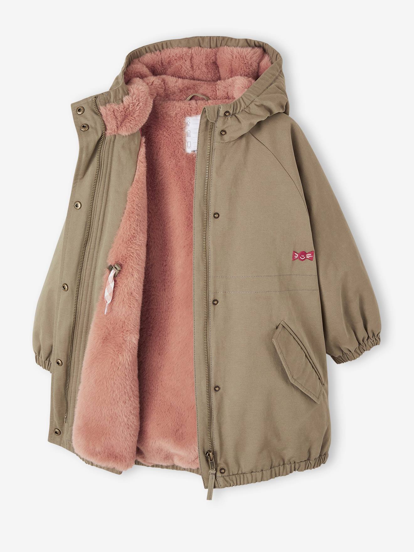 Vertbaudet Mädchen Winterjacke mit Kapuze, Wattierung Recycling-Polyester - altrosa