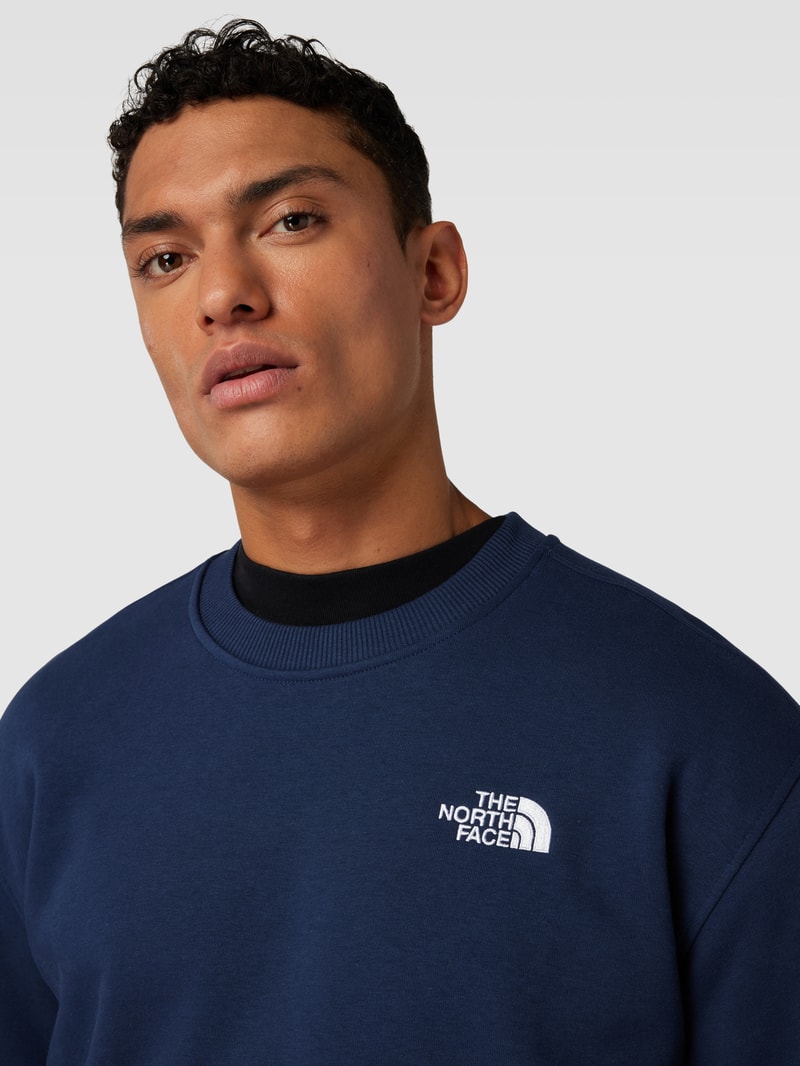Sweatshirt mit Label-Stitching Modell 'ESSENTIAL' in marineblau