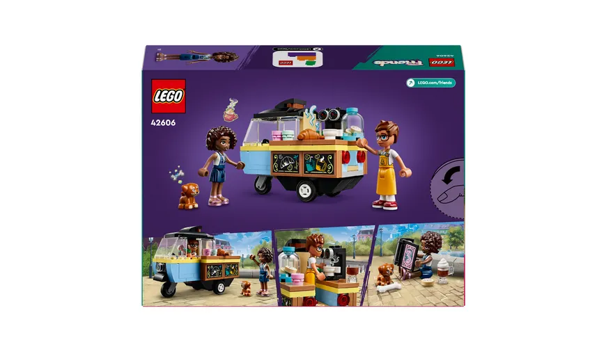 LEGO Friends 42606 Rollendes Café, Kleines Set mit Bäckerei-Spielzeug