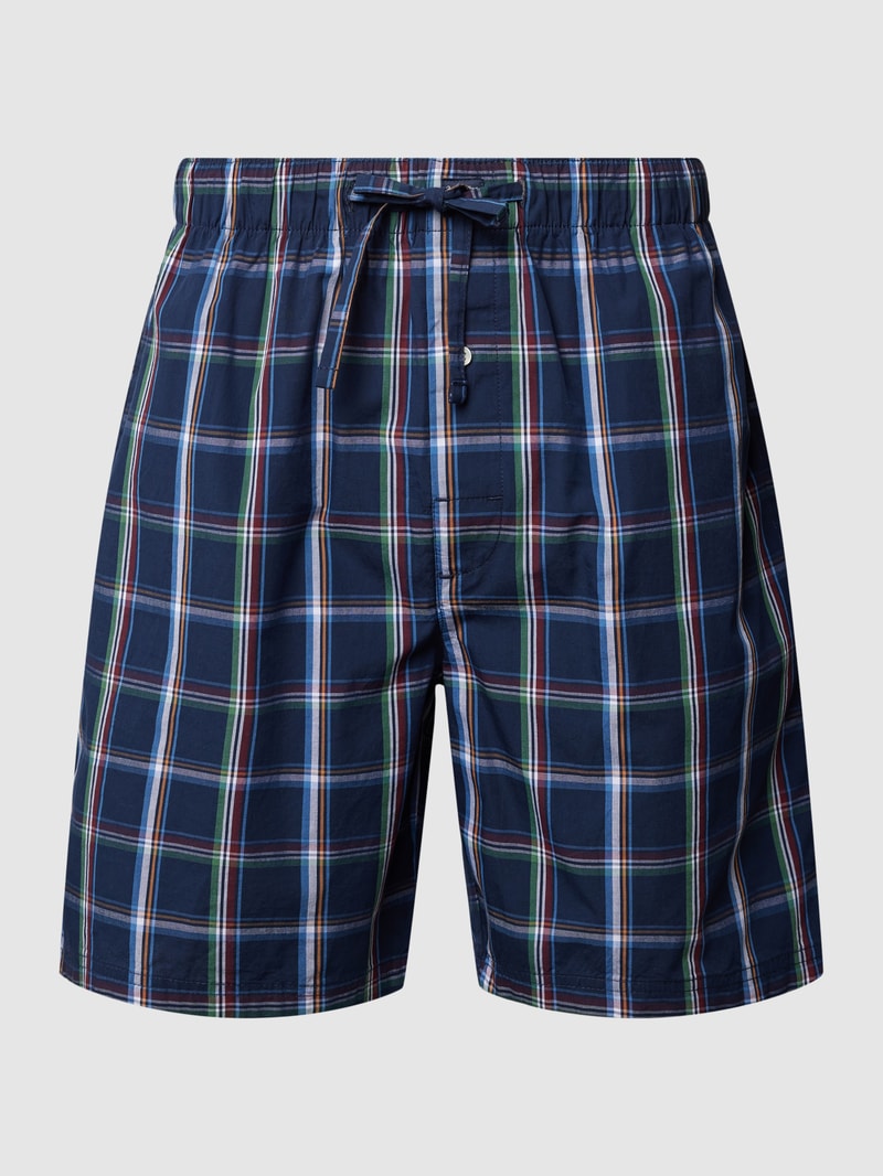 Pyjama-Shorts mit Karomuster in marineblau