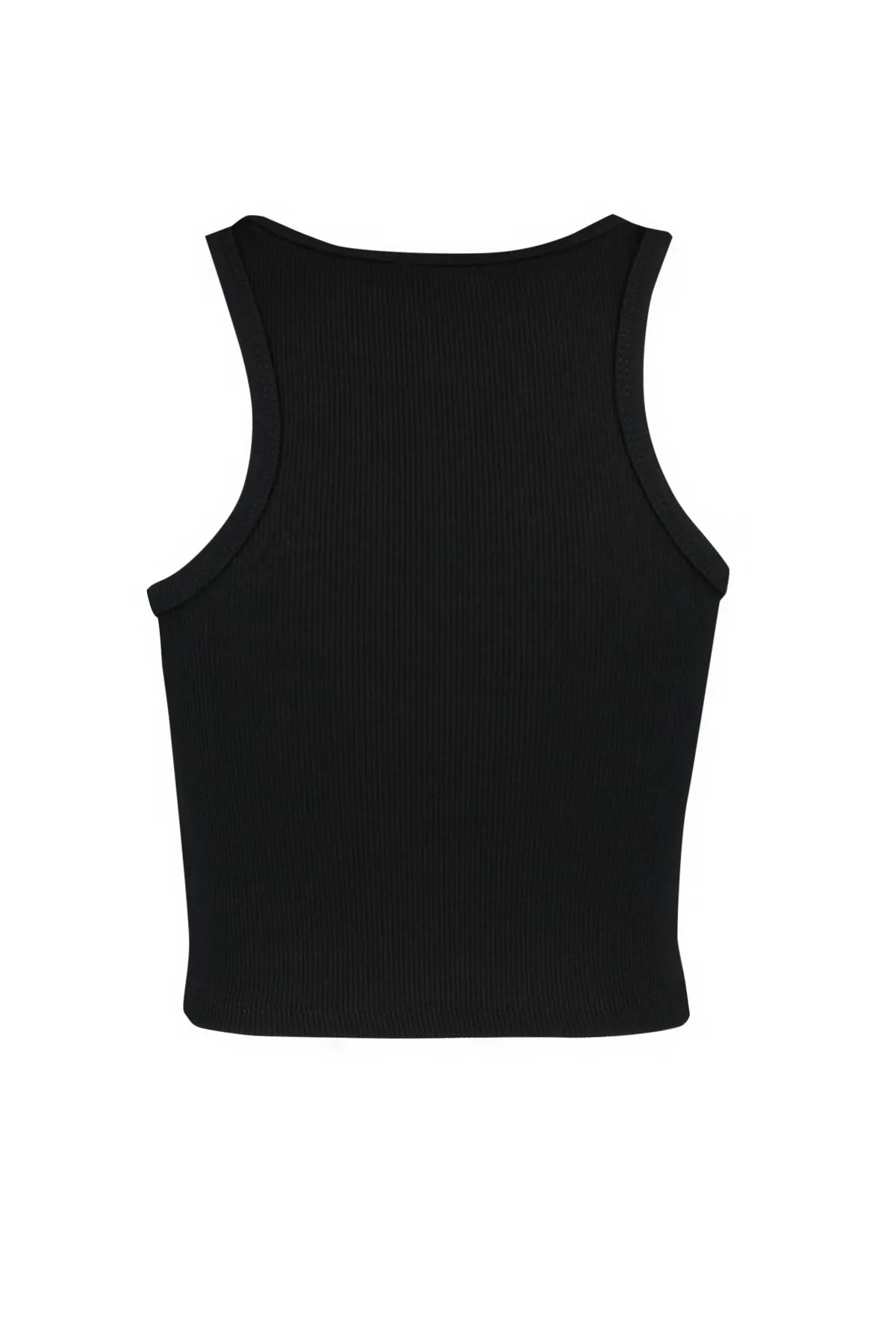 Trendyol Collection  Schwarzes figurbetontes, superkurzes, geripptes, flexibles Strick-Tanktop mit Neckholder-Kragen TWOSS21AL0050