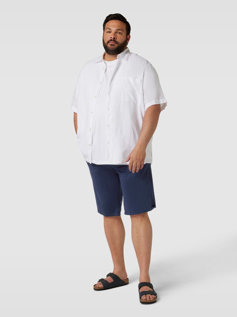 PLUS SIZE Chinoshorts mit fixierten Beinumschlägen Modell 'BOWIE' in dunkelblau