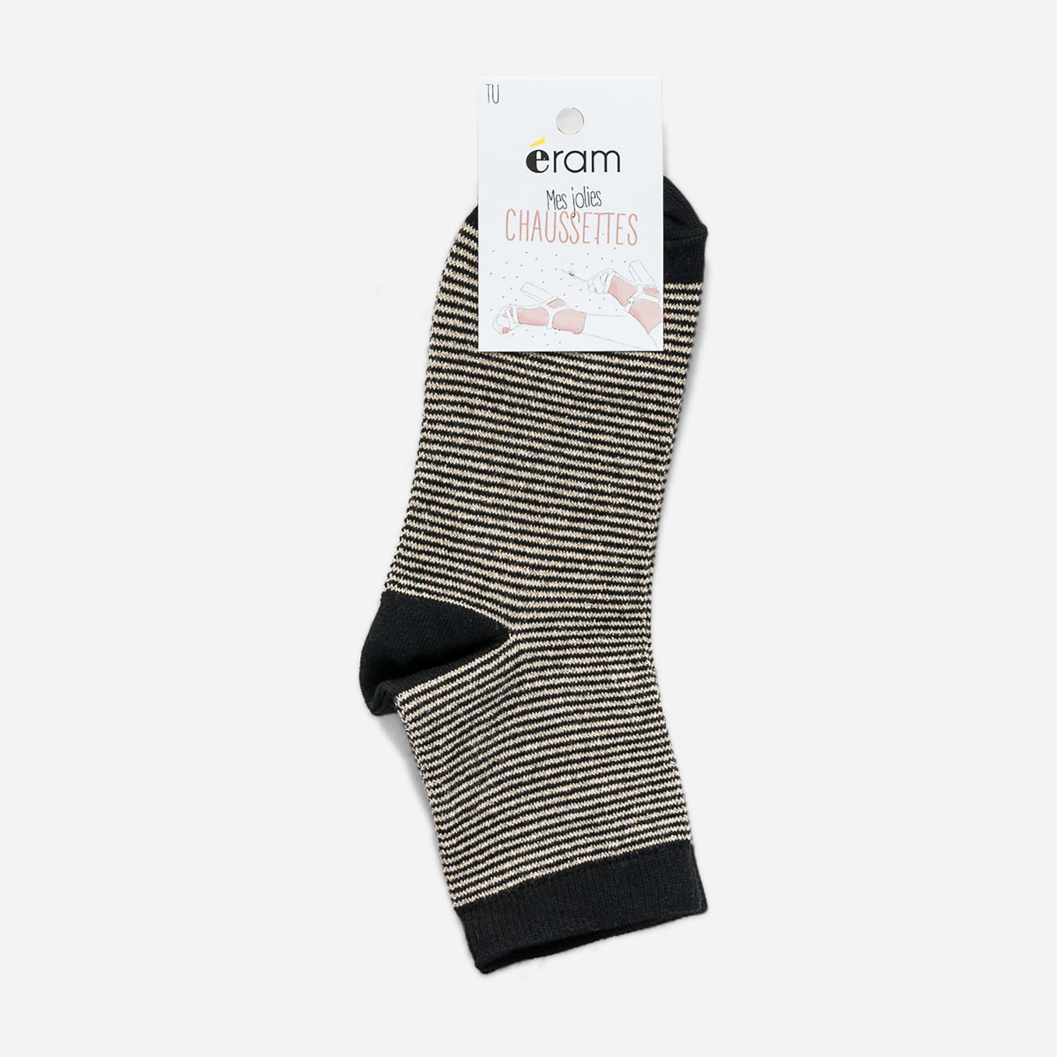 Chaussettes noires et or à rayures