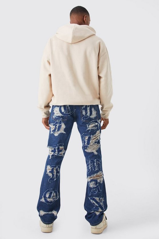 Slim-Fit Schlagjeans mit Applikation