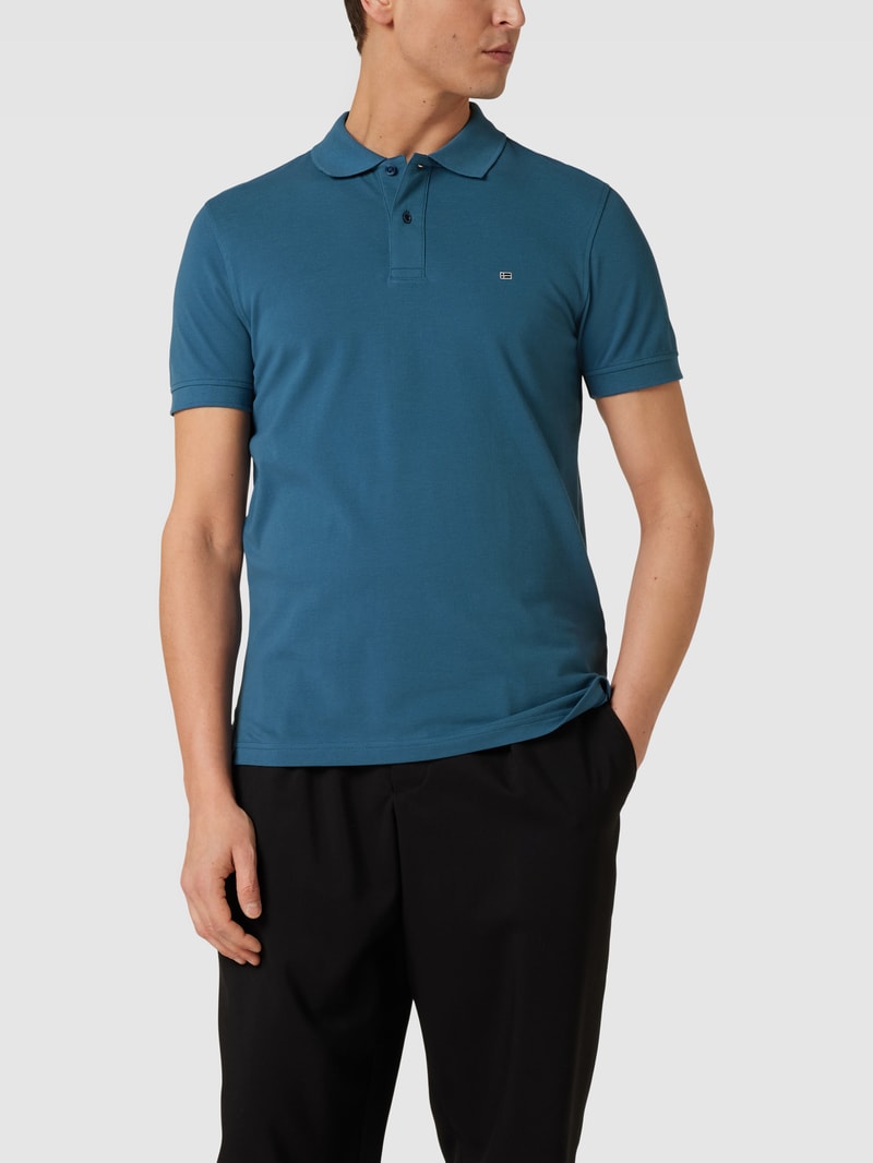 Poloshirt mit Label-Stitching in petrol