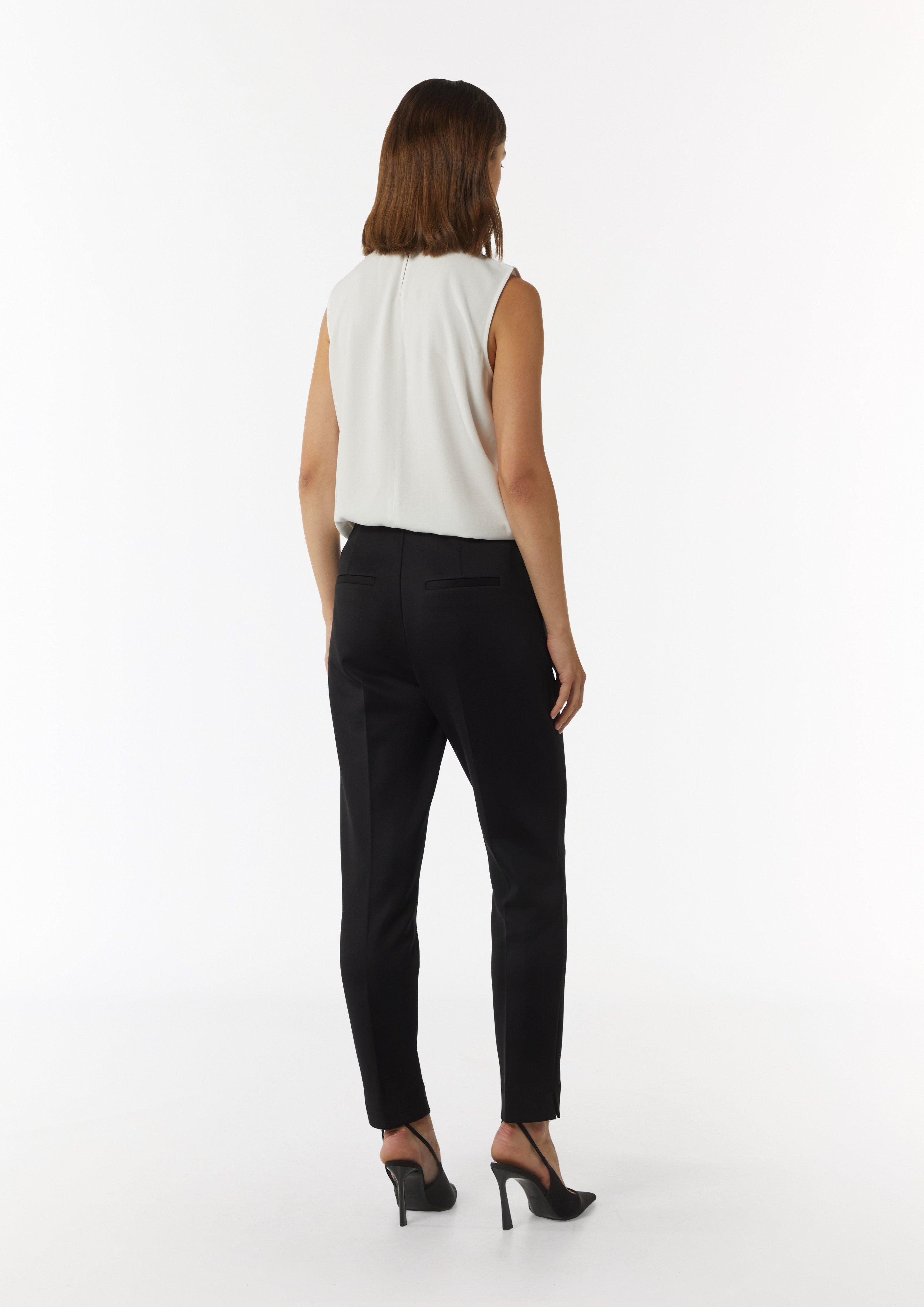 Cigarette-Pants aus Scuba mit elastischem Bund - schwarz