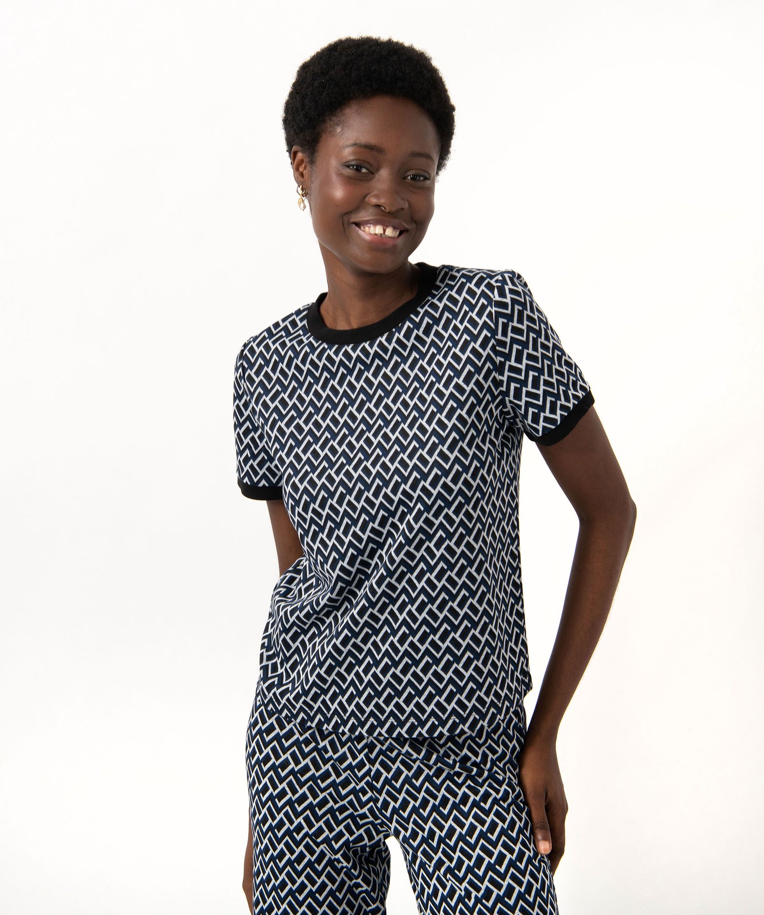 Tee-shirt à manches courtes imprimé femme bleu | GEMO