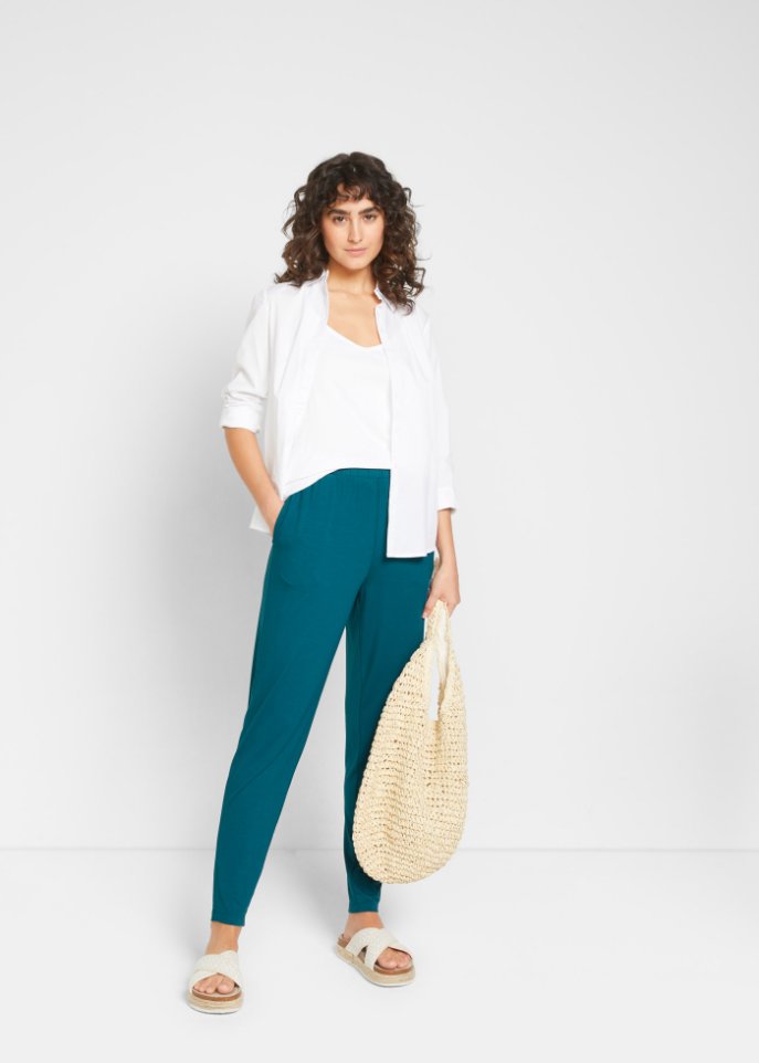 Leichte Schlupfhose mit High-Waist-Bequembund, 2er-Pack