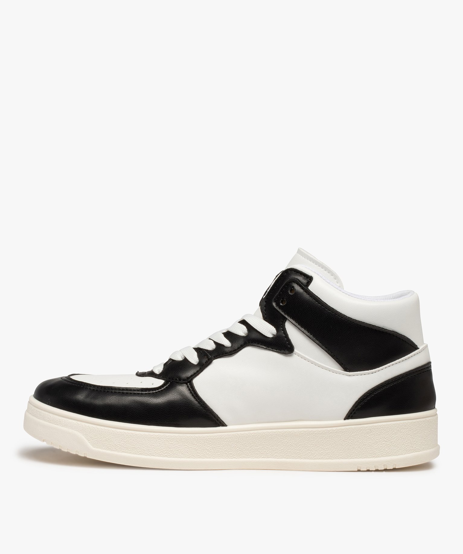 Baskets homme mid-cut bicolores à lacets blanc | GEMO