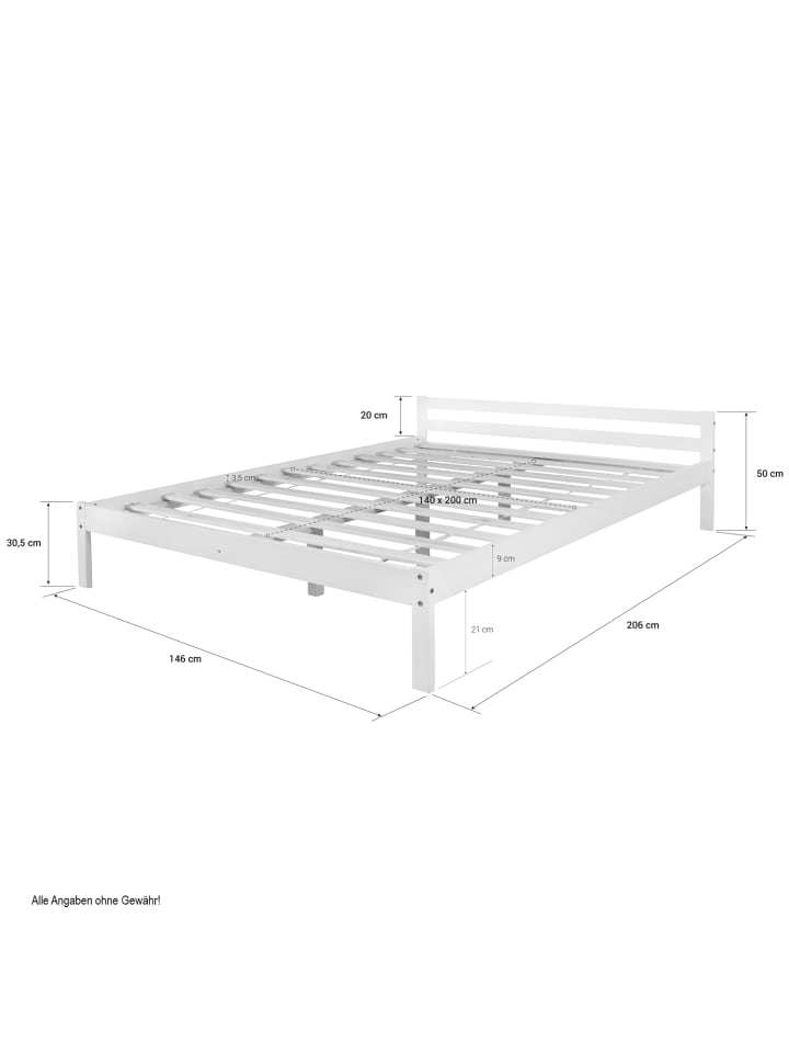 Homestyle4u Holzbett 140x200 in Braun günstig kaufen 140 x 200 cm