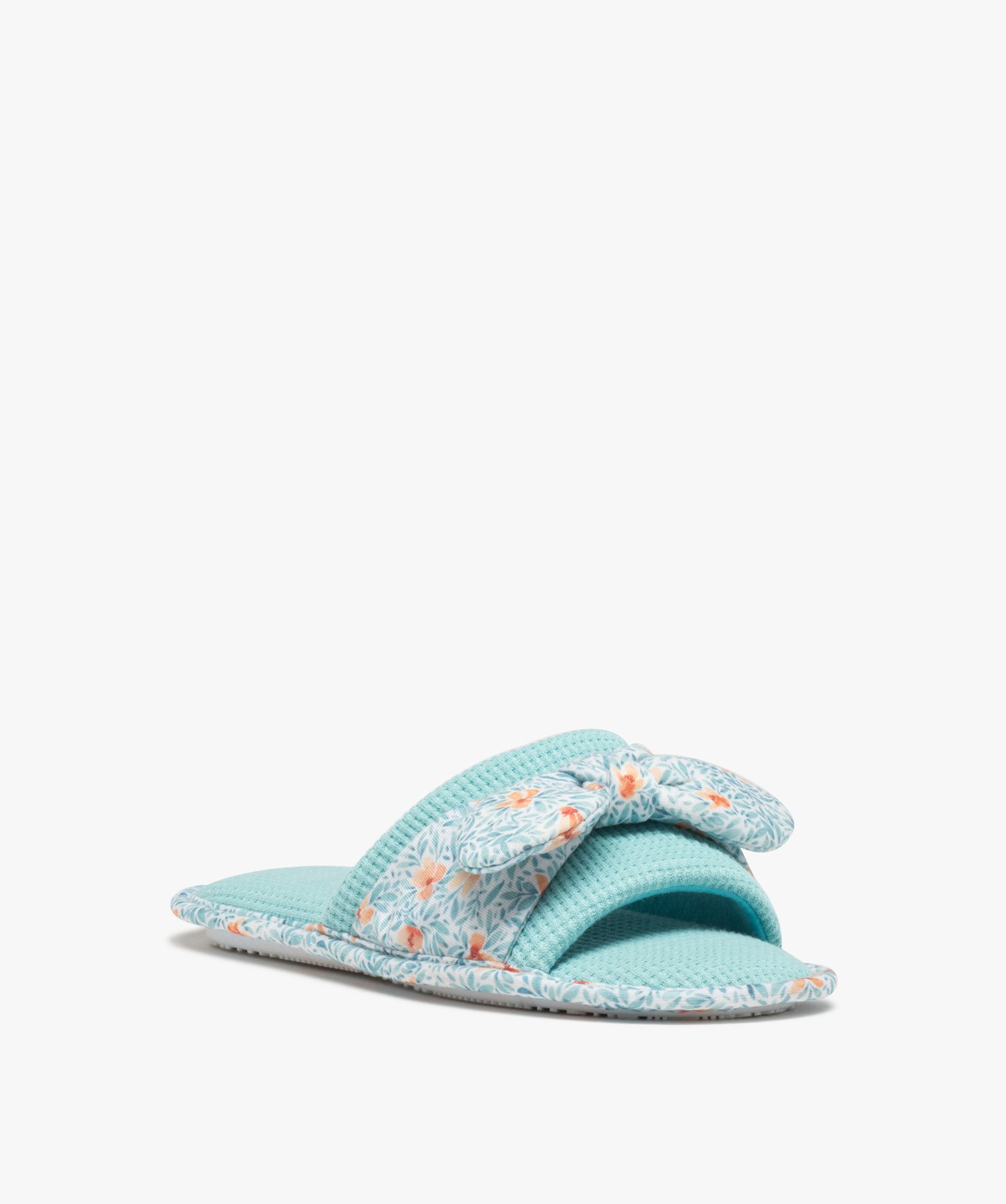 Chaussons femme en jersey imprimé avec sac assorti bleu | GEMO