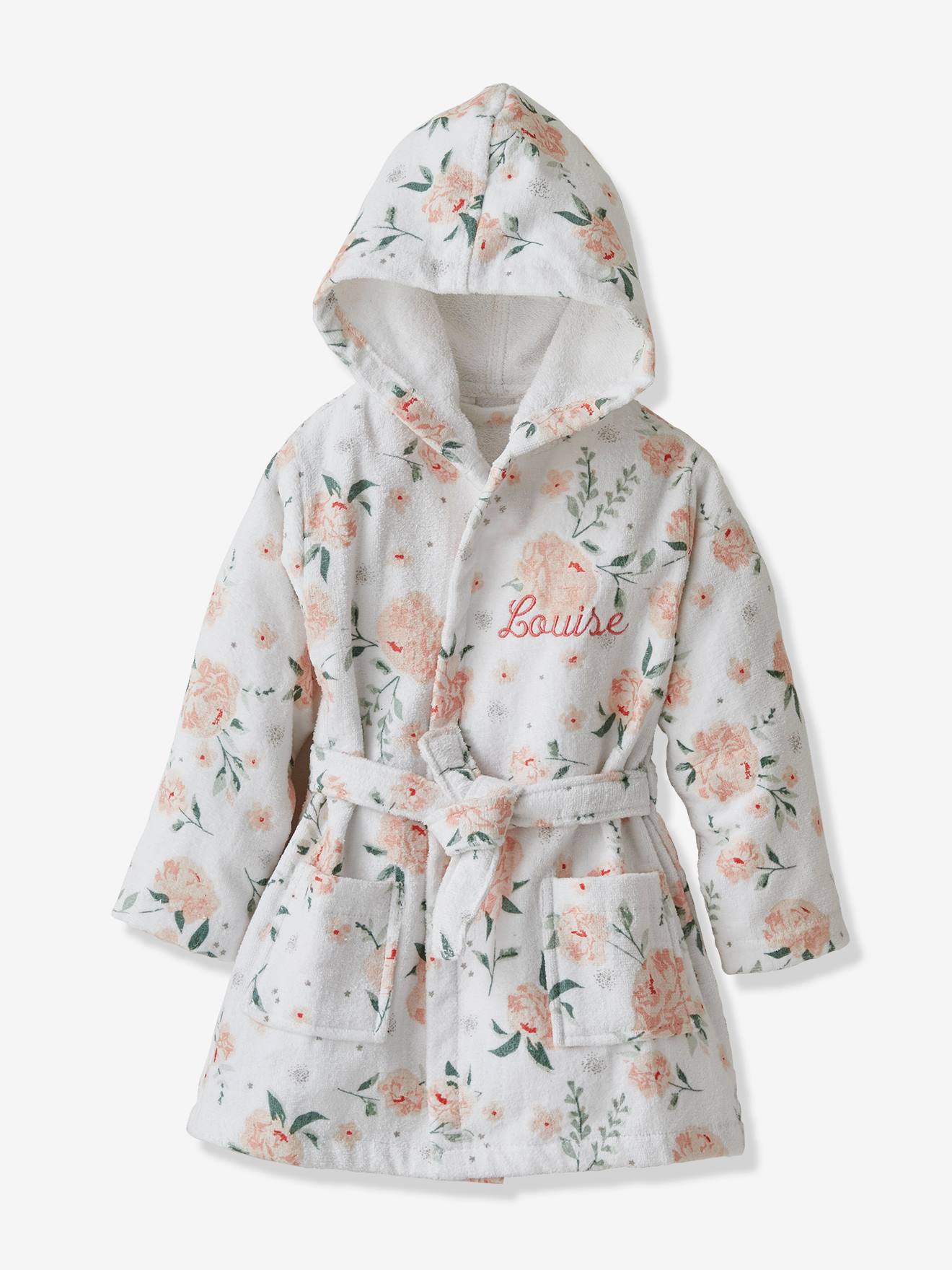 Peignoir enfant personnalisable EAU DE ROSE rose