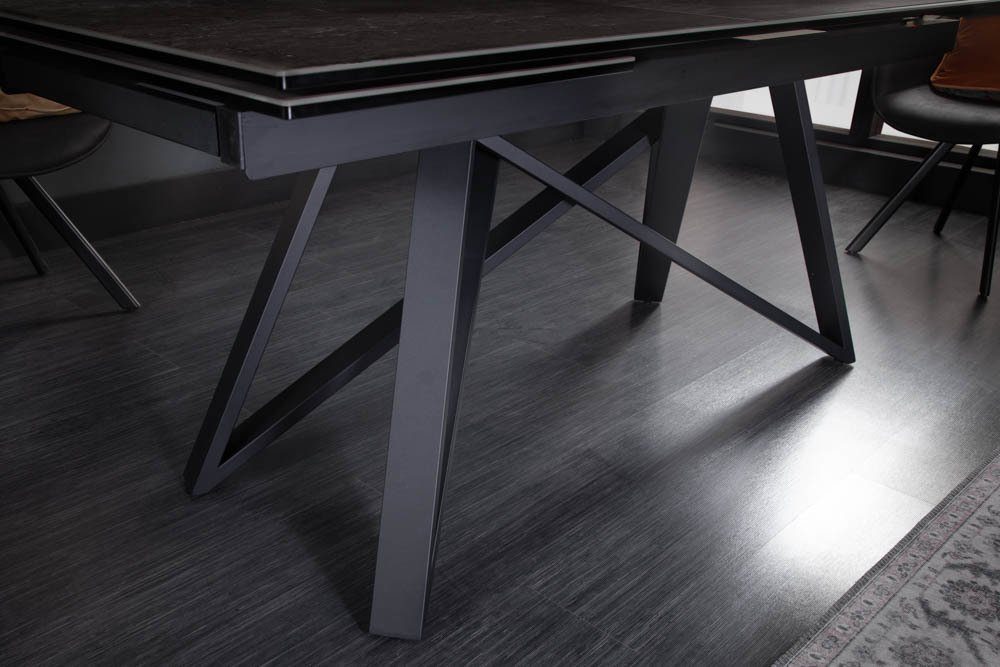 riess-ambiente Esstisch ATLAS 180-220-260cm grau / schwarz (Einzelartikel, 1-St), Keramik · Glas · Metall · ausziehbar · Lava-Optik · Industrial