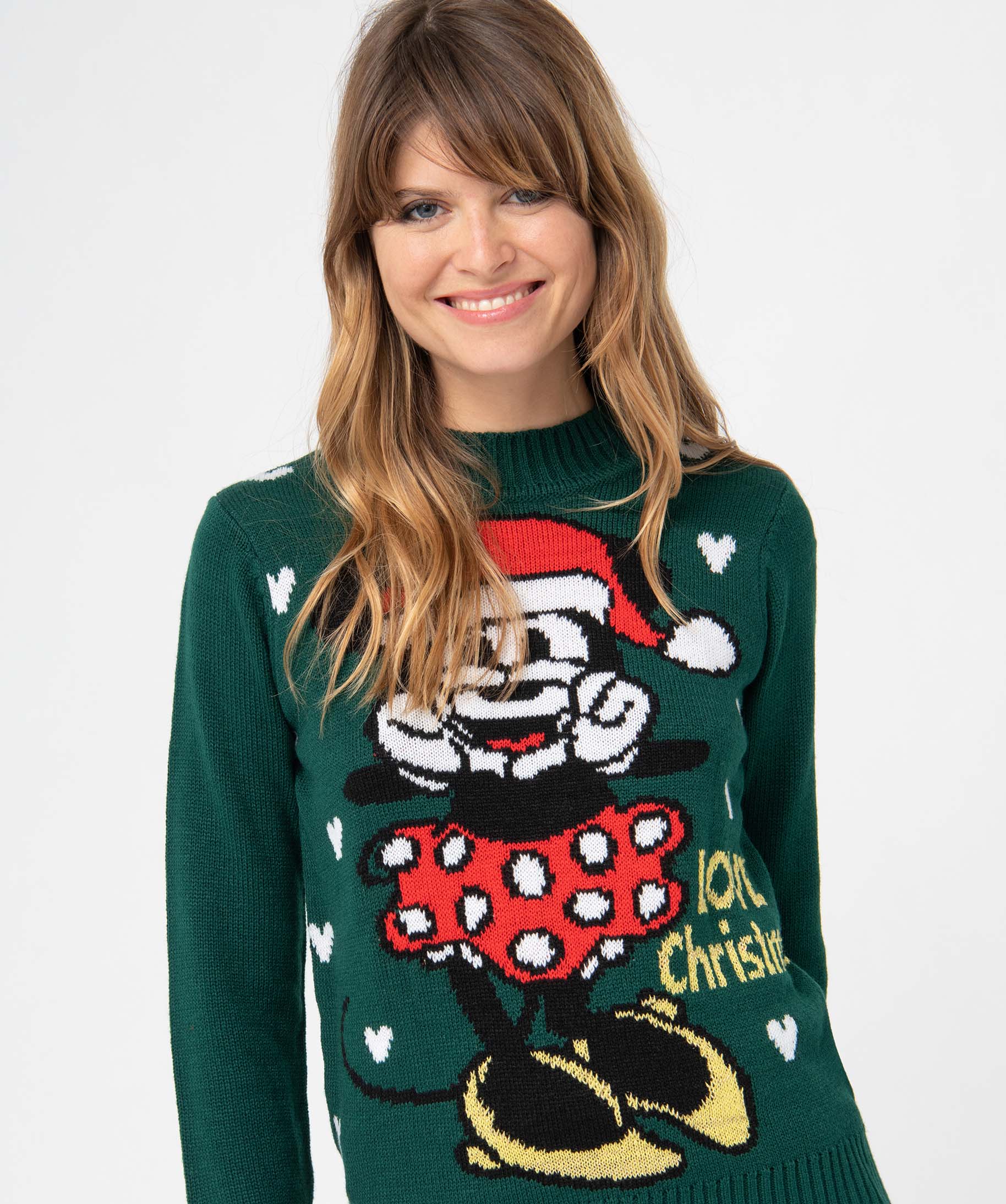 Pull de Nol femme à motif XXL Minnie - DS vert | GEMO