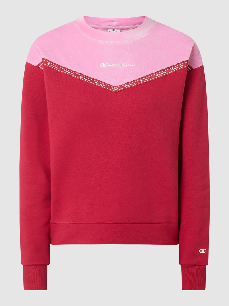 Regular Fit Sweatshirt mit Kontrasteinsatz in kirschrot