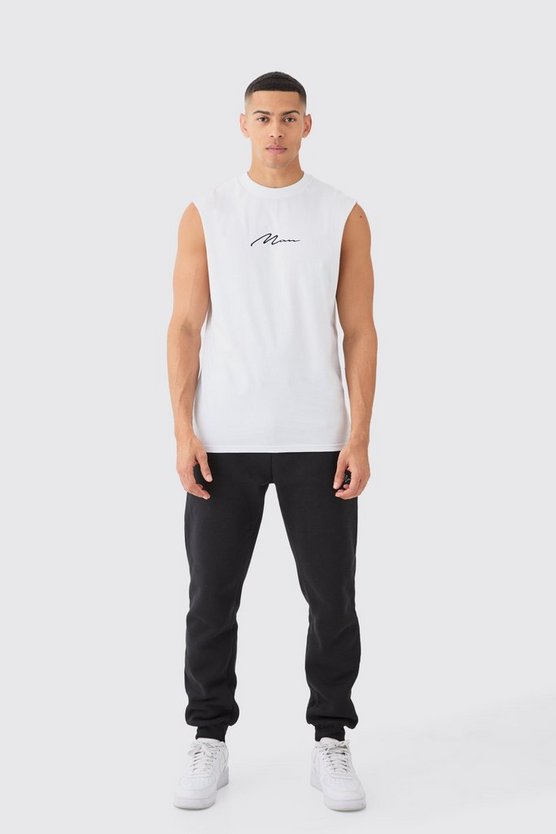 Man Signature Tanktop mit weiten Ärmeln
