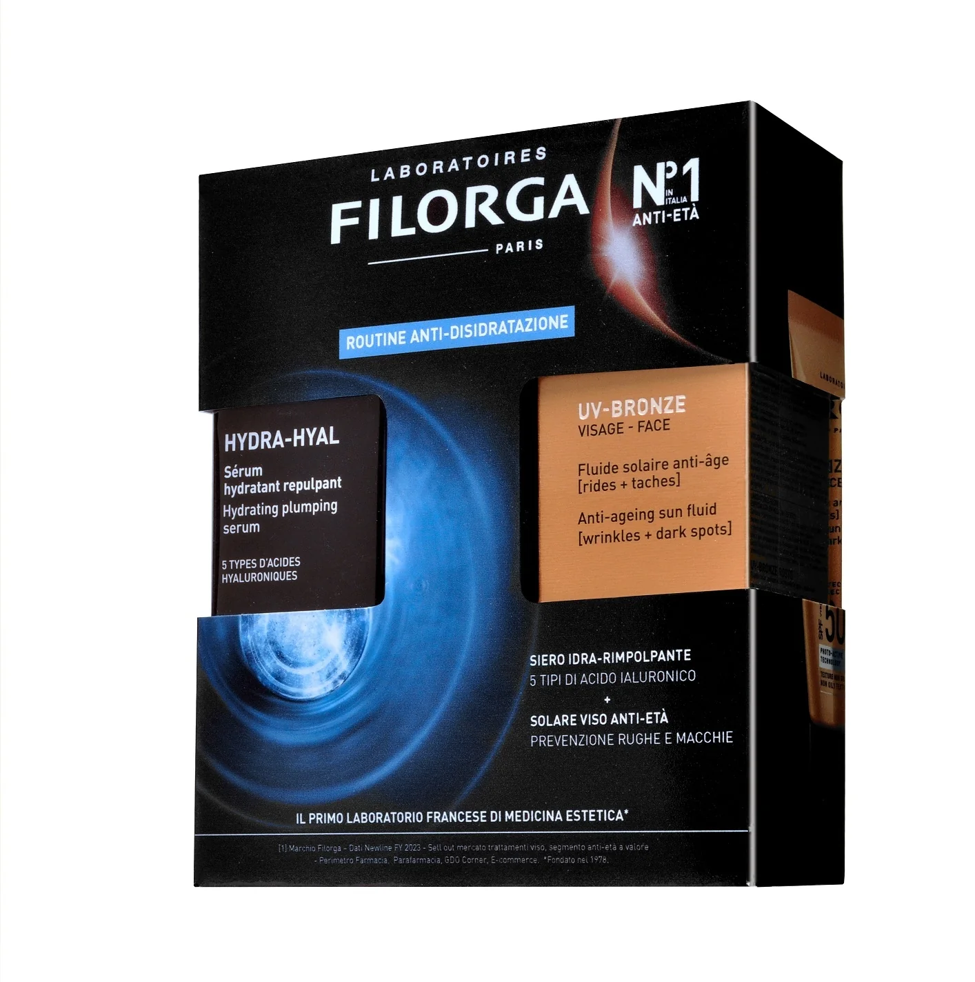 Set facial bronceador con protección solar Hydra-Hyal + UV SPF50+ - Set de protección solar, Set hidratante