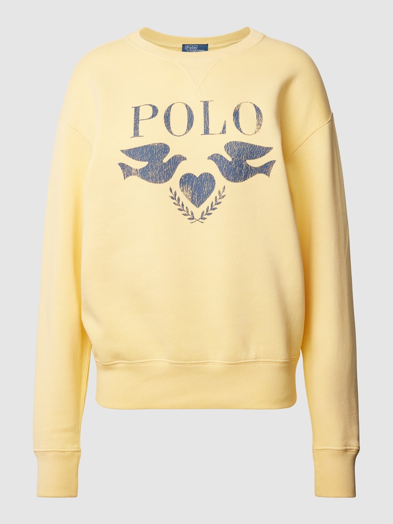 Sweatshirt mit Label-Print Modell 'DOVE' in gelb