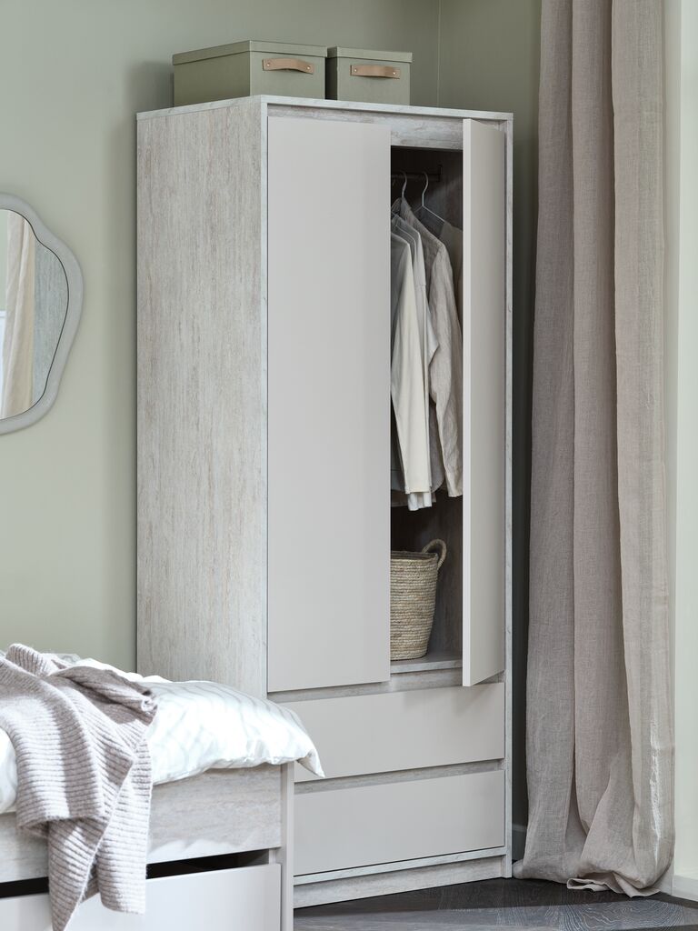 BILLUND BILLUND Schrank 80x193 2 Türen 2 Schubladen Travertin/Beige