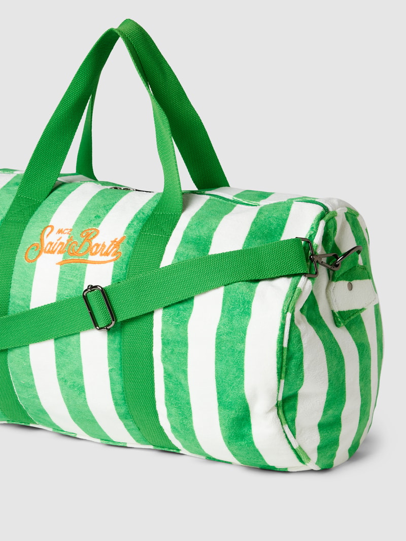 Duffle Bag mit Streifenmuster Modell 'JETLAG' in grün