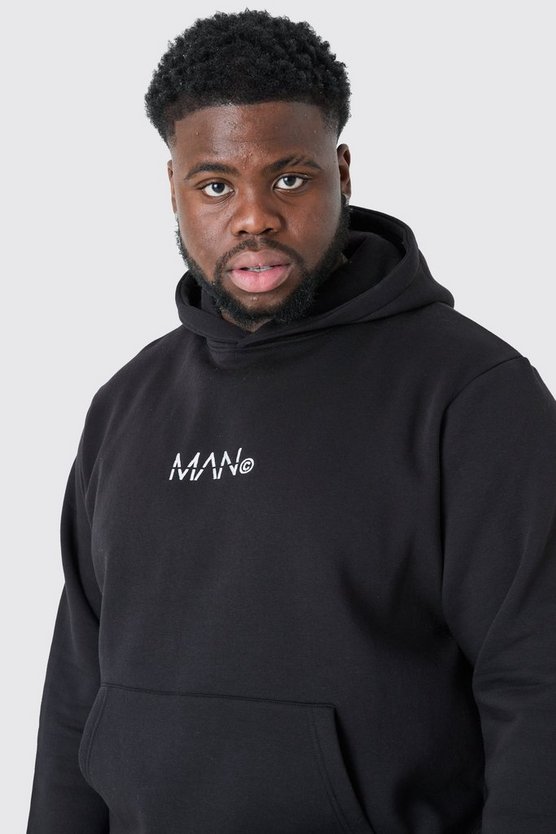 Plus Man-Dash Hoodie in Schwarz
