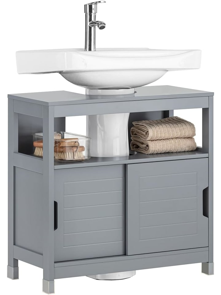 SoBuy Waschbeckenunterschrank in Dunkelgrau - (B)60 x (H)60 x (T)30cm günstig kaufen onesize